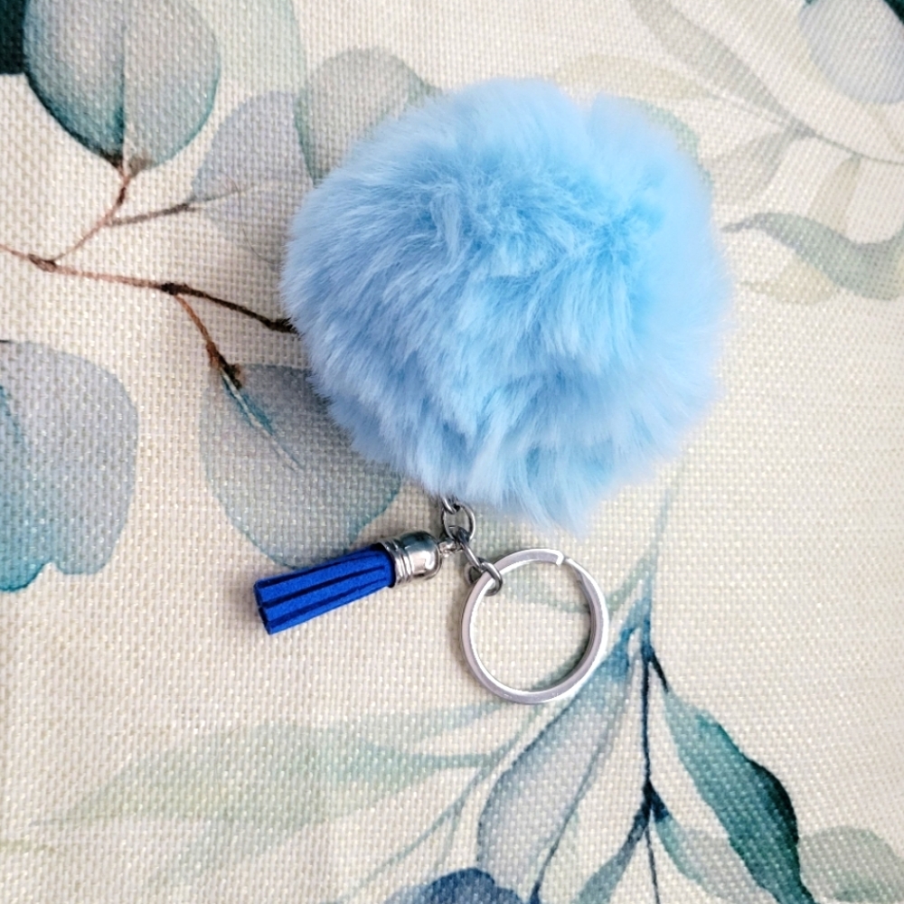 Light blue poof keychain
